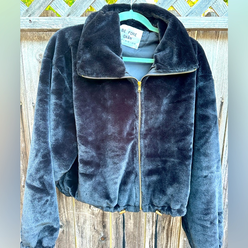 Before Dawn London faux fur bomber jacket